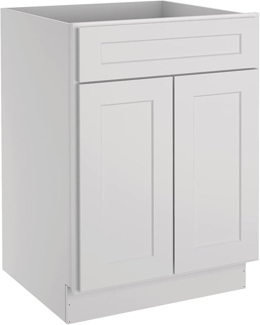 LOVMOR Kitchen Base Cabinets, Sideboard Storage Cabinet, Entryway Cabinet with 1-Drawer & Adjustable Shelf, 24" W X 24" D X 34-1/2"H (Light Gray)