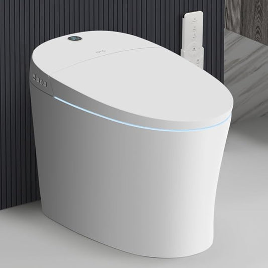 EPLO Smart Toilet,Bidet Toilet Pump-assisted,Blackout Flush,Heated Seat,Dual Auto Flush,Warm Water,Foot Sensor Operation,Modern Tankless Elongated Toilets with LED Display for Bathrooms E16BP