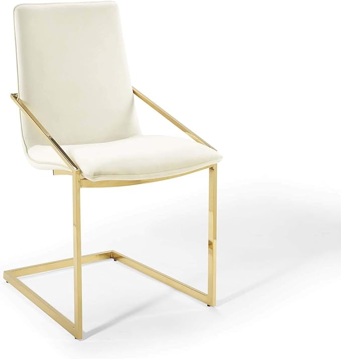 Modway Pitch Performance Velvet Armchair, 2 pcs - Dining Chairs, Gold Ivory