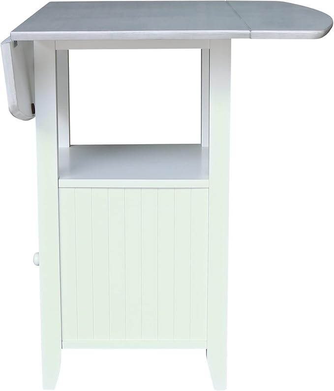 IC INTERNATIONAL CONCEPTS Dual Drop Leaf White Wood Bistro Table Counter Height with Storage
