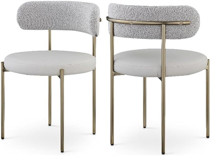 Meridian Furniture Beacon Taupe Vegan Leather and Boucle Dining Chair (Set of 2)