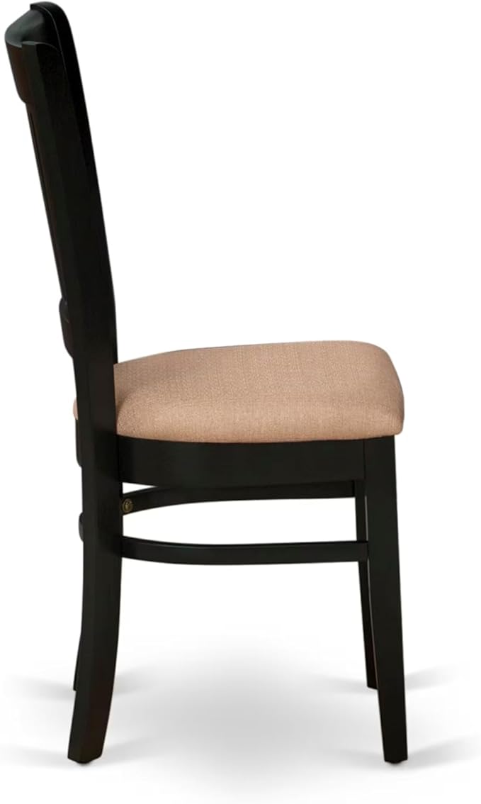 East West Furniture ANVA5-BLK-C 5 Piece Dining Room Furniture Set Includes a Round Dining Table with Pedestal and 4 Linen Fabric Upholstered Chairs, 36x36 Inch, Black