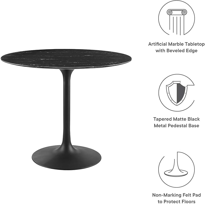 Modway Lippa Dining Table, 36", Black Black
