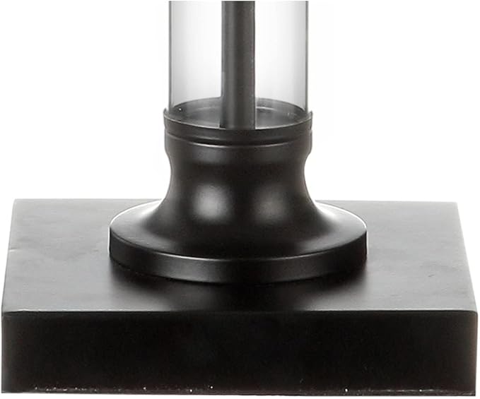 JONATHAN Y 30" Black/Clear Glass and Metal Column Table Lamp Set of 2 for Living Room Bedroom, Traditional Iron Base with White Linen Drum Shade, LED Bulbs Included JYL1008A-SET2