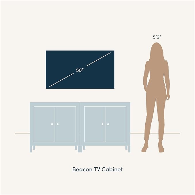 Nathan James Beacon Accent Natural Sideboard Storage Cabinet TV Stand in Light Wood with Adjustable Interior Shelf and Seagrass Doors, for Hallway, Entryway or Dining Room, Light Brown, Set of 2