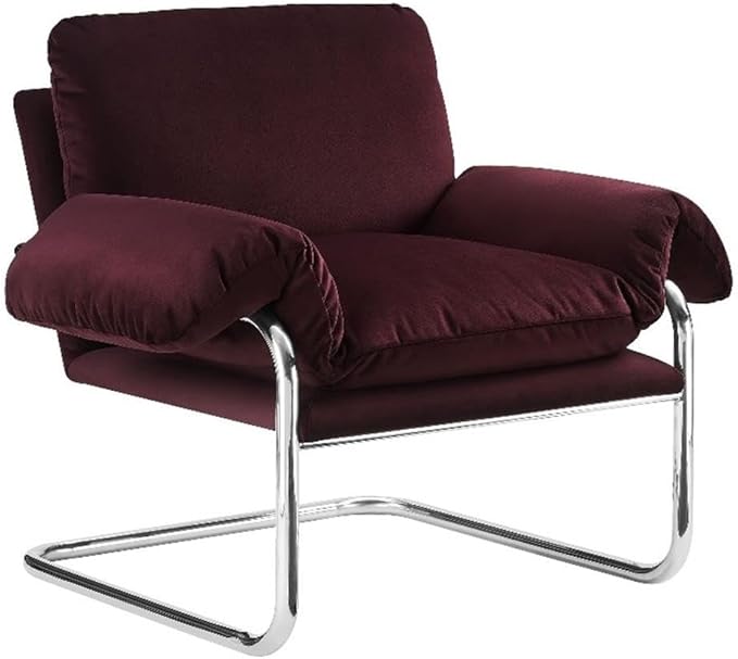 Modway Ansel Performance Velvet Accent Chair in Mulberry - Stain-Resistant Velvet Lounge Chair for Living Room, Bedroom - Corner Reading Chair with Arms and Removable Cushions