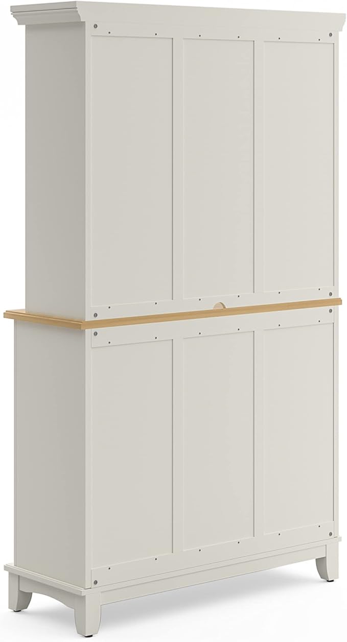 Homestyles Buffet of Buffets Off-White Server with Hutch and Natural Wood Top