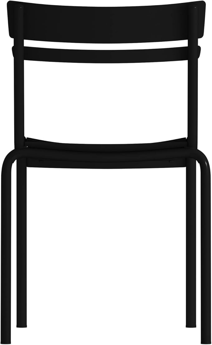 Flash Furniture Nash Commercial Grade Steel Stack Chair, Indoor-Outdoor Armless Chair with 2 Slat Back, Set of 2, Black