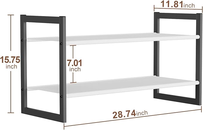 2-Tier Shoe Rack for Closet & Entryway, Stackable Shoe Organizer, Screw-Fastened Metal Frame for Less Wobble, Heel-Friendly Non-Woven Shelves, 11.8" Deep Space-Saving Shoe Storage (Black)