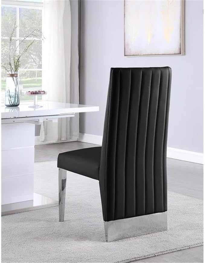 Meridian Furniture Porsha 19" H Black Vegan Leather Dining Chair (Set of 2)