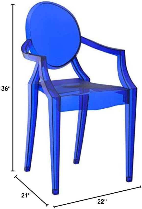 Modway Casper Modern Acrylic Stacking Two Dining Armchairs in Blue