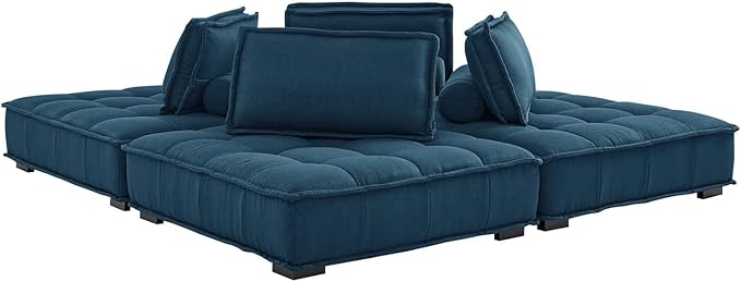 Modway Saunter, 4-Piece Sectional Sofa, Azure