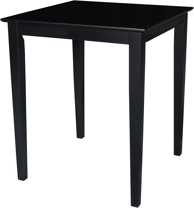 Solid Wood Top Dining Table, 36 Inch High, Black