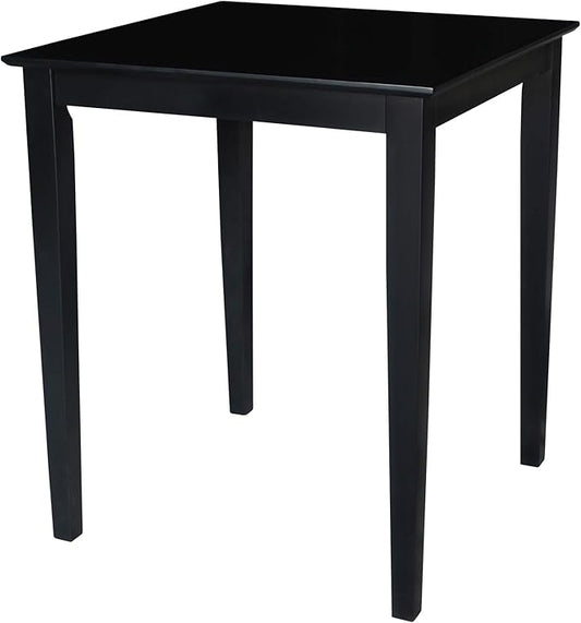 Solid Wood Top Dining Table, 36 Inch High, Black