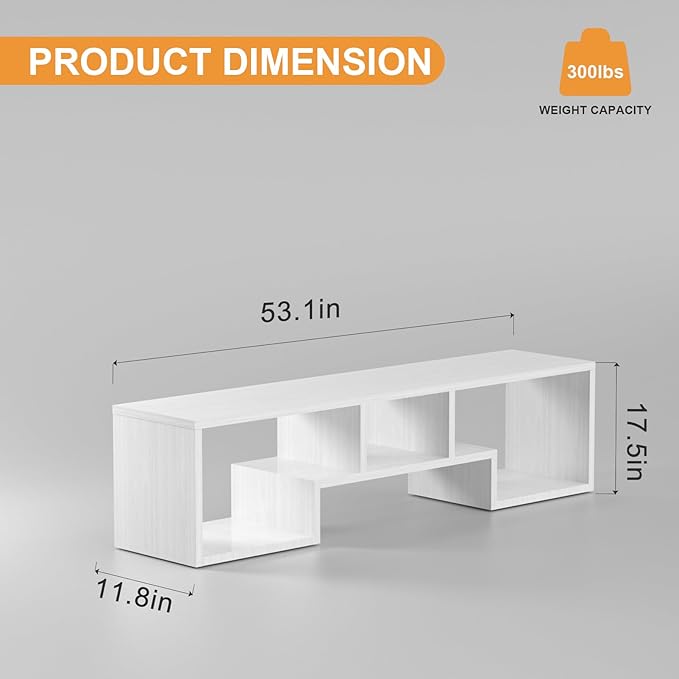 Lightdot TV Stand for TVs up to 55'', Modern Entertainment Center with Open Storage Shelf Large capacity for collection, Media Table TV Console for Living Room/Bedroom/Sofa Cabinet,Easy Assembly-White