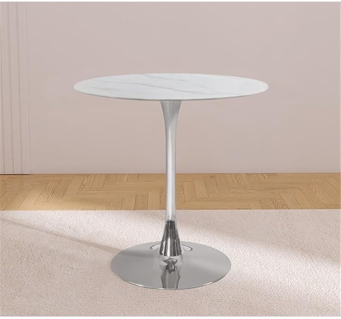 Meridian Furniture 927-T Holly Collection Modern | Contemporary Counter Height Table,10MM Thick Glass with Marble Veneer, 36" Round Faux Marble, Rich Chrome Base, 36" W x 36" D x 36" H, Chrome