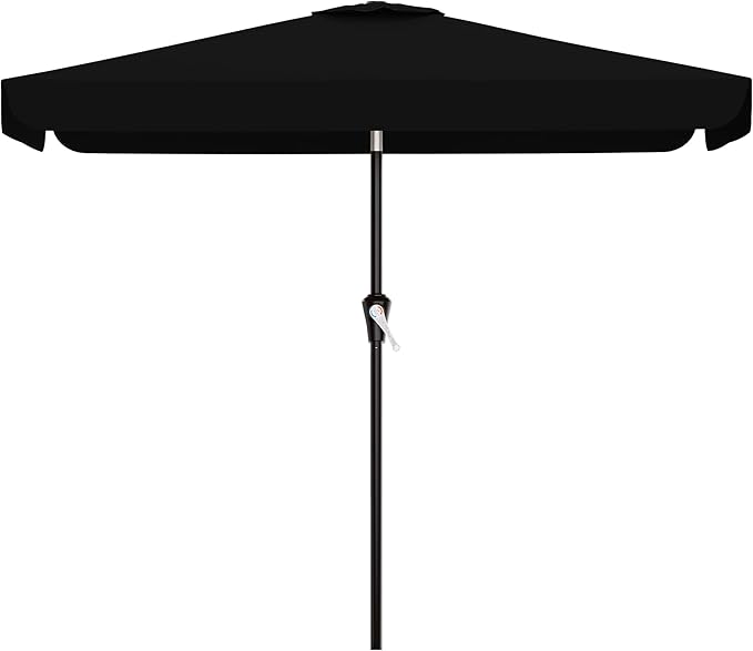 AreShark 6.5 x 10 FT Rectangular Valance Patio Umbrella, Outdoor Umbrella with Tilt and Crank, Market Table Umbrellas W/ 6 Ribs UV Protection for Garden, Deck, Backyard and Pool, Black