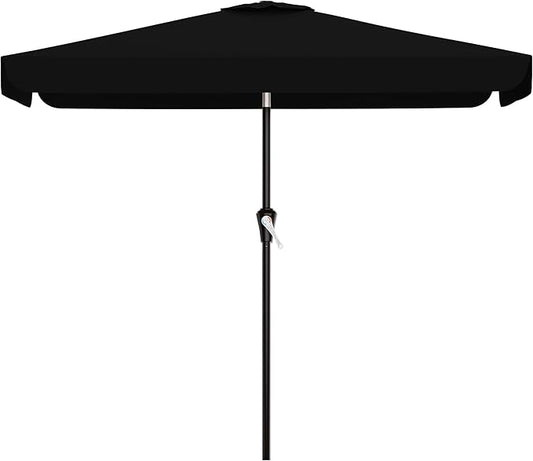 AreShark 6.5 x 10 FT Rectangular Valance Patio Umbrella, Outdoor Umbrella with Tilt and Crank, Market Table Umbrellas W/ 6 Ribs UV Protection for Garden, Deck, Backyard and Pool, Black