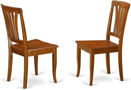 East West Furniture AVC-SBR-W Avon Dining Room Chairs - Slat Back Wooden Seat Chairs, Set of 2, Saddle Brown