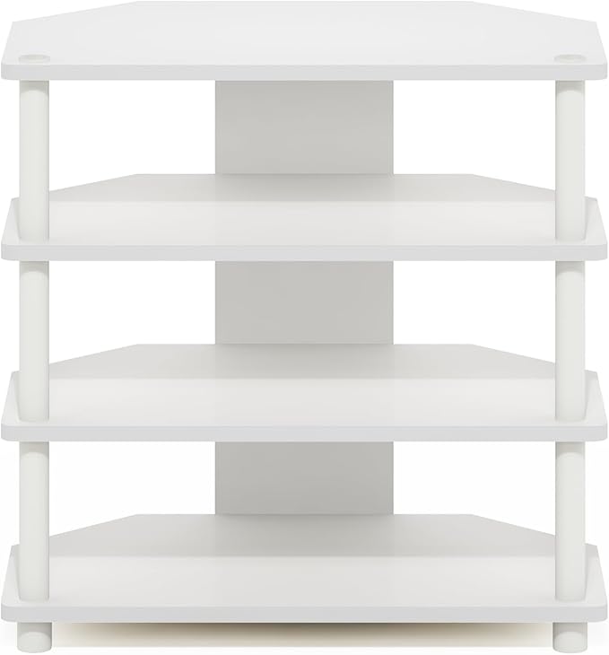 Furinno ECON TV Stand, 4-Tier Petite Entertainment Center, TV Console for TV up to 32 Inch, Easy Assembly, for Living Room, Bedroom, White