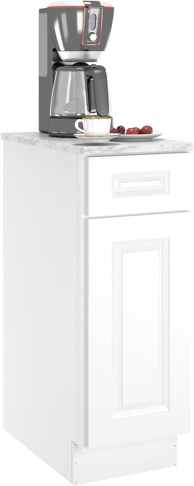 LOVMOR Kitchen Base Cabinets, Sideboard Storage Cabinet, Entryway Cabinet with 1-Drawer & Adjustable Shelf, 12" W X 24" D X 34-1/2"H
