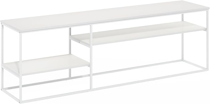 Furinno Moretti Modern Lifestyle TV Stand, Entertainment Center for TV up to 78 Inch, for Living Room, Bedroom, White/White