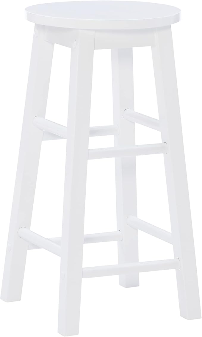 Zeke White 24" Counter Stool with Round Seat by Linon