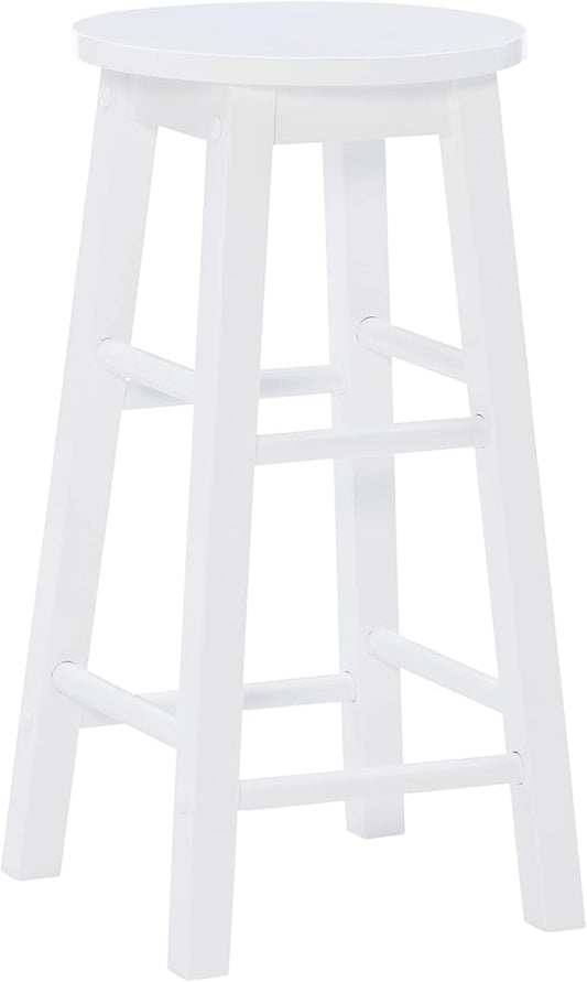 Zeke White 24" Counter Stool with Round Seat by Linon