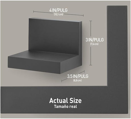 Command Display Ledges, Holds up to 2 lb, Slate, 2 Ledges with 8 Medium Strips, Damage-Free Hanging Floating Shelf with Adhesive Strips, Personalize Living Room, Bedroom, Kids Room or Office