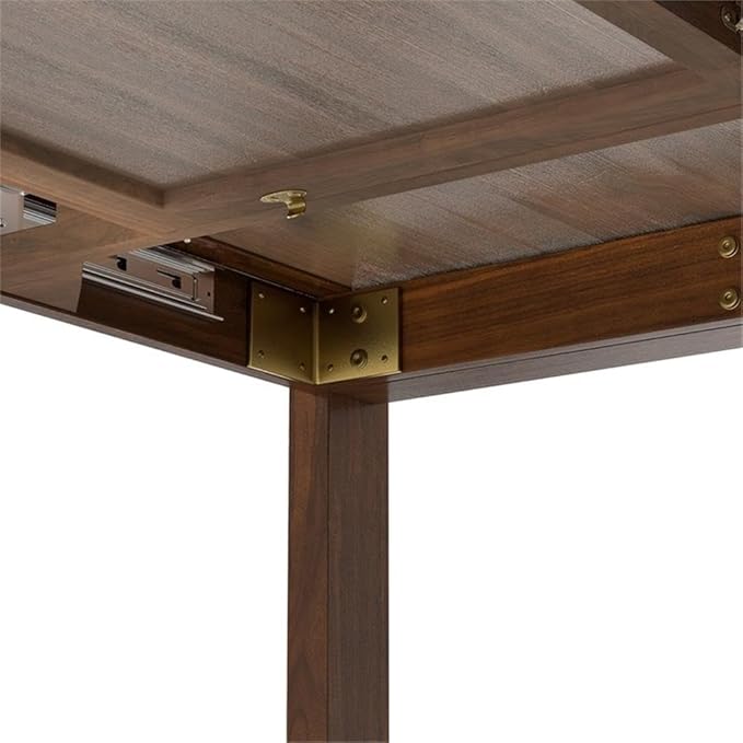 SIMPLIHOME Wilson Dining Table - 60 inch Wide Solid Wood Walnut Veneer Extendable Table, Transitional Style for Dining Room or Kitchen with Thick, Straight Legs and Butterfly Leaf, Seats 8