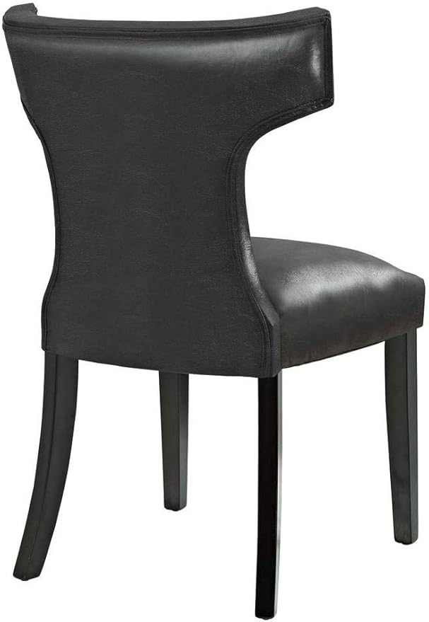 Modway EEI-3949-BLK Curve Dining Chair Vinyl Set of 2, Black