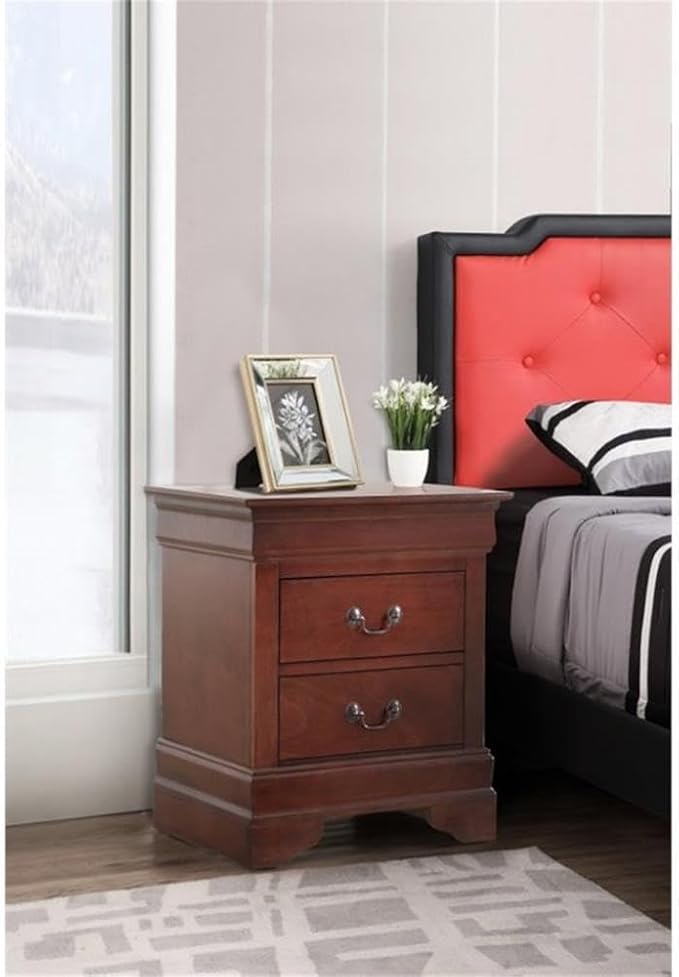 Glory Furniture Lewis 2-Drawer Wood Nightstand Cherry Stained