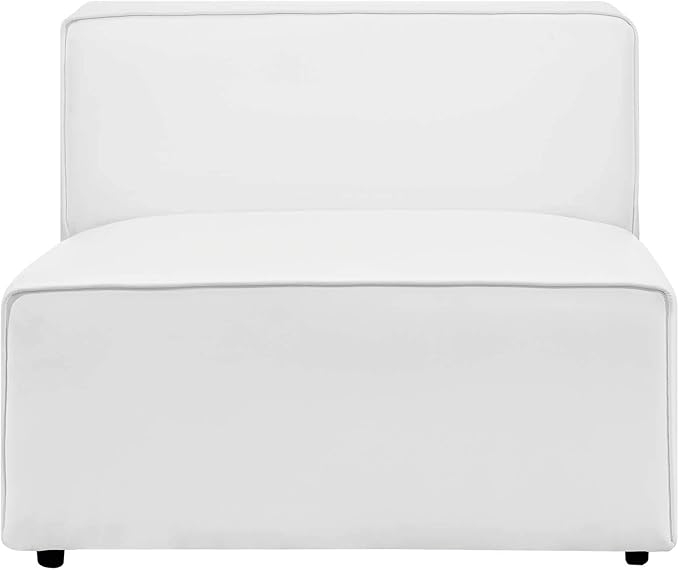 Modway Mingle Vegan Leather Sectional Sofa Armless Chair in White