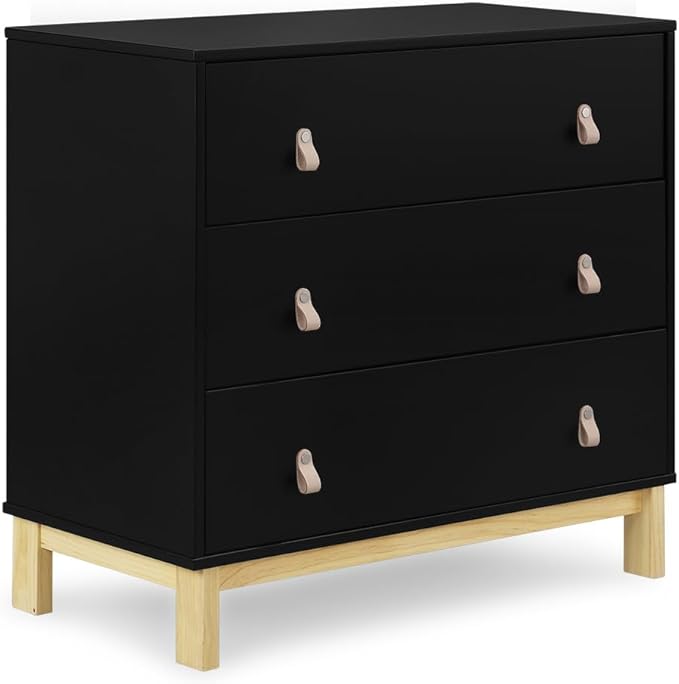 babyGap Legacy 3 Drawer Dresser with Leather Pulls and Interlocking Drawers by Delta Children, Ebony/Natural