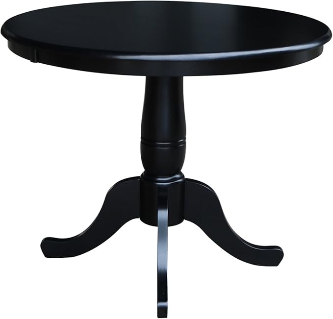 36" Round Top Pedestal Dining Table, 29.1" High, Black