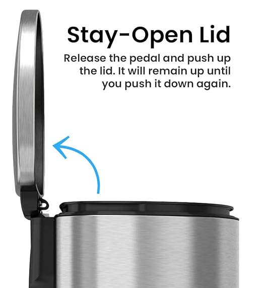 iTouchless SoftStep 13.2 Gallon Step Trash Can with Odor Control System Stainless Steel, Semi-Round, 50 Liter Garbage Bin for Kitchen, Office, Home-Silent and Gentle Open/Close, Space Saving