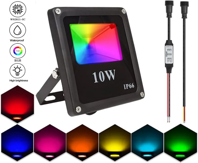 LED Flood Lights,10W RGB Smart floodlight,WS2811 led Pixel Flood Light, led addressable Pixel floodlight DC12-24VInput IP65,X-Connect ；for Party/Outdoor Decorations/Garden/Stage Lighting