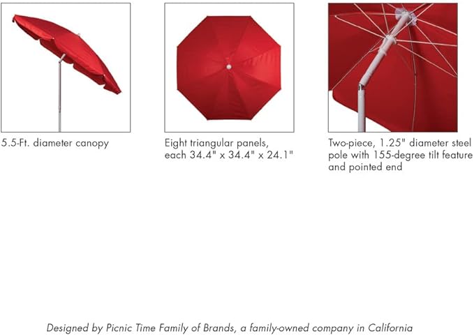 PICNIC TIME NCAA Florida Gators Outdoor Canopy Sunshade Beach Umbrella 5.5' - Small Patio Umbrella - Beach Chair Umbrella