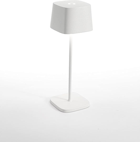 Zafferano, Ofelia Pro Lamp, Rechargeable Cordless Table Lamp with Touch Controls, Suitable for Indoor and Outdoor, Dimmer, 2700-3000 K, Height 12 Inches, White Color