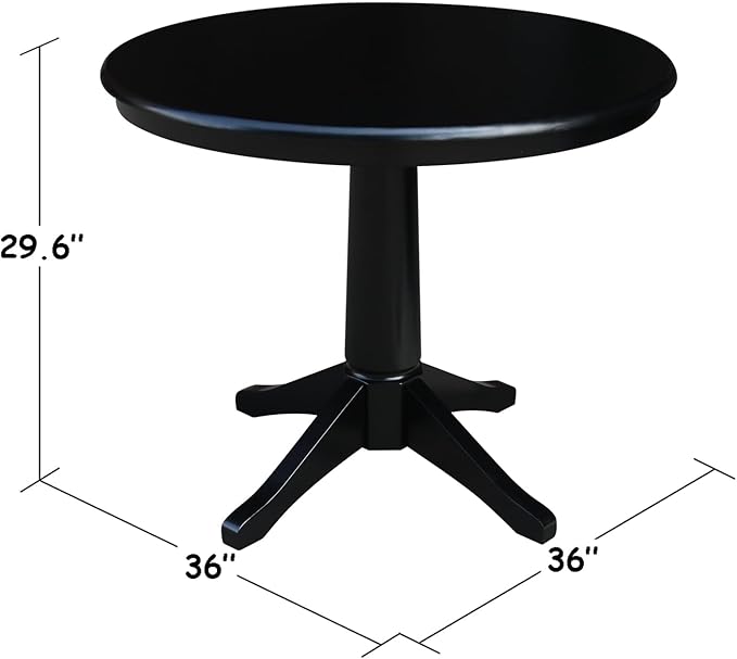 International Concepts 36" Round Top Pedestal Table-28.9" H, Black