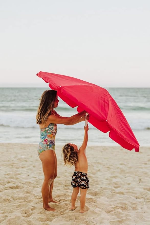 PICNIC TIME NCAA Georgia Bulldogs Outdoor Canopy Sunshade Beach Umbrella 5.5' - Small Patio Umbrella - Beach Chair Umbrella