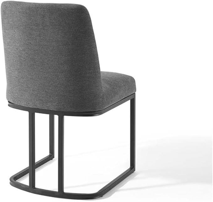 Modway Amplify Sled Base Upholstered Fabric Dining Side Chair, Black Charcoal