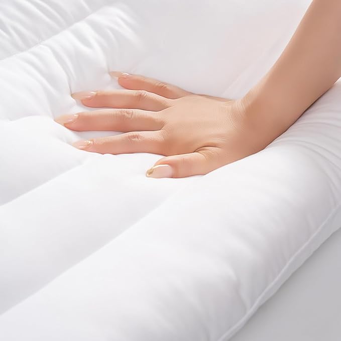Pozino Flat Thin Pillows for Sleeping - Queen Size 1 Pack Slim Bed Pillows for Side Back Stomach Sleepers,2.5 inch Height Ultra Low Pillows,Down Alternative Filling