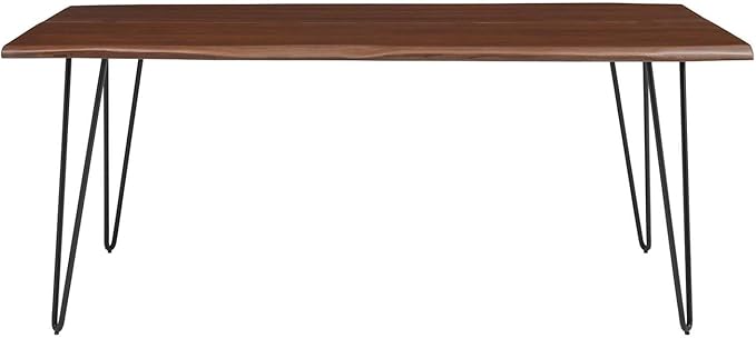 Modway Ardor 74" Live Edge Acacia Wood Rectangular Dining Table in Black Walnut