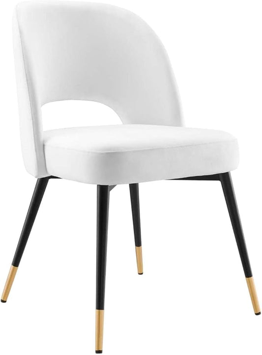 Modway Rouse Performance Velvet Dining Side Chair in White 23 x 20 x 32