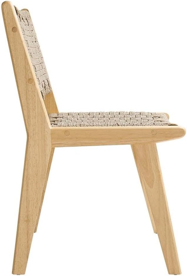 Modway Saoirse Woven Rope Wood Dining Side Chair in Natural Natural