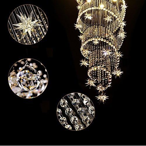 Saint Mossi 7-Lights Crystal Chandelier for High Ceiling, Modern Large Lighting Fixture, Raindrop Ceiling Light, Crystal Light Modern Flush Mount Ceiling Light Fixture,H58 X D20