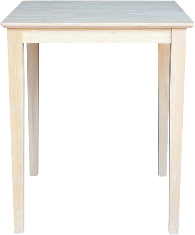 Solid Wood Top Dining Table, 36 Inch High, Unfinished