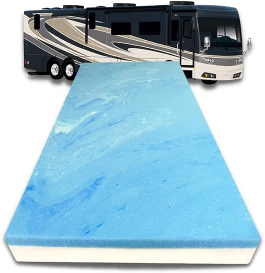 FoamRush 6-Inch Bunk (28" x 75") Mattress Cooling Gel Memory Foam RV Mattress Replacement, Medium Firm, Comfort, Pressure Relief Support, Made in USA, Travel Camper Trailer Truck, Cover Not Included
