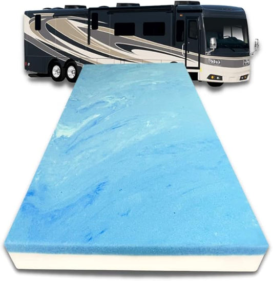 FoamRush 6-Inch Bunk (48" x 80") Mattress Cooling Gel Memory Foam RV Mattress Replacement, Medium Firm, Comfort, Pressure Relief Support, Made in USA, Travel Camper Trailer Truck, Cover Not Included